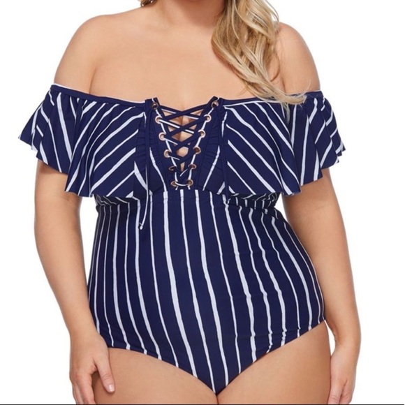 RAISINS Curve Shore Thing Cubana Striped One Piece - Picture 1 of 11
